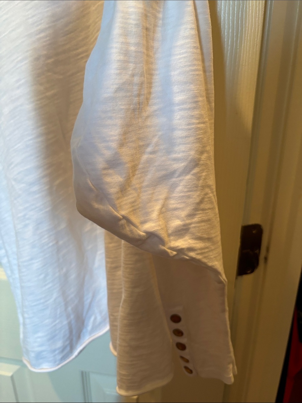 Nation LTD Laura Puff Sleeve Top White Cotton Slub Snap Button Cuff size Small - Picture 5 of 10